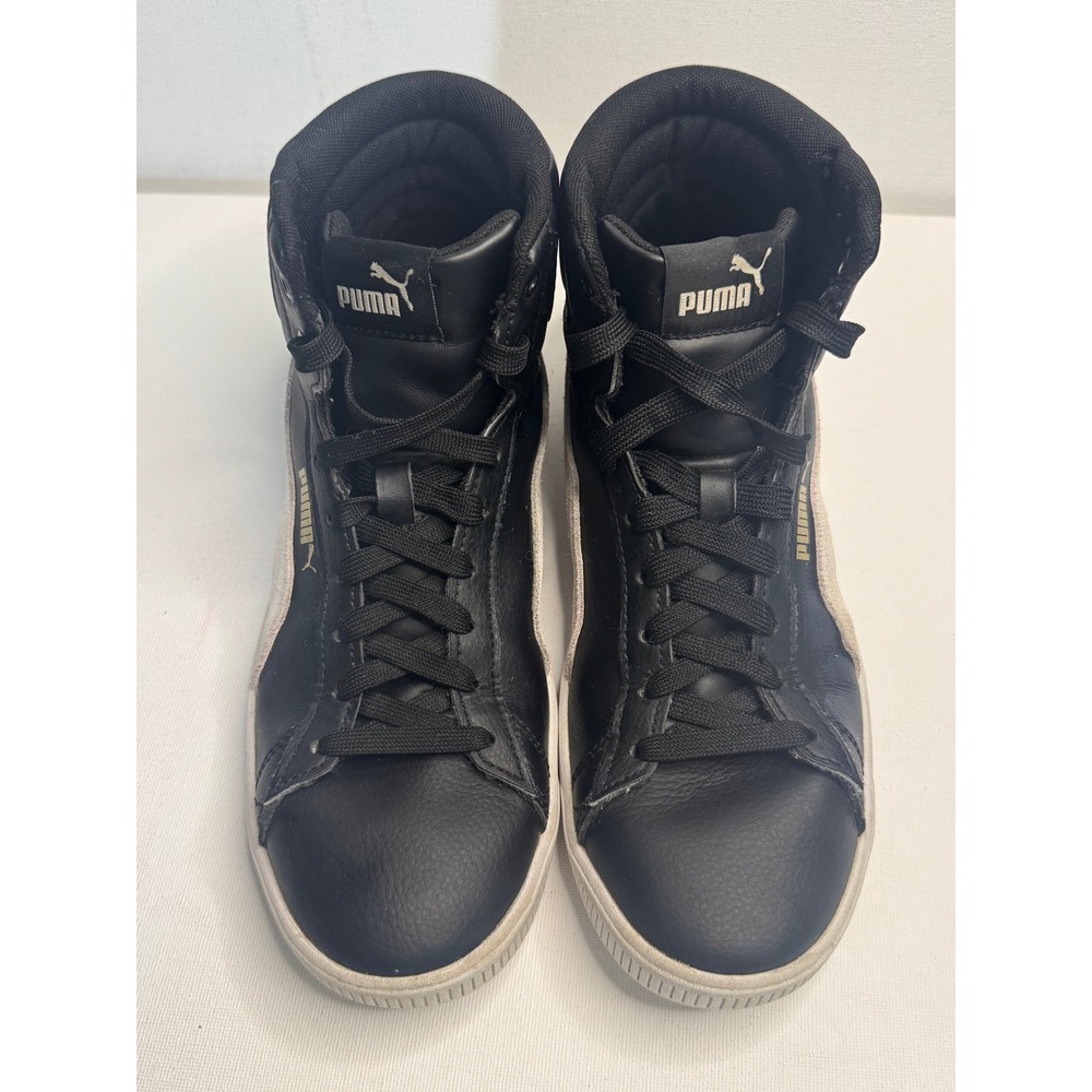 Puma Vikky v3 Mid Sneakers Womens 7.5 Black White 387610-02 High Top Shoes